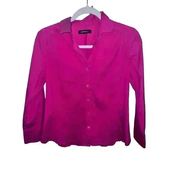 Lafayette 148 NY Button Pink 3/4 Sleeve Collar  Sz 2 Officesiren Barbiecore - Picture 1 of 7